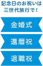 記念日のお祝いは三世代旅行で！金婚式・還暦祝・退職祝